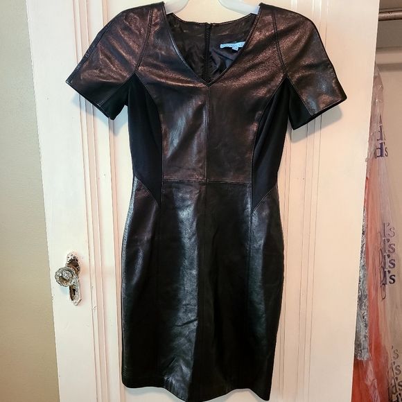Antonio Melani Leather Dress Sz 0 - Picture 1 of 4